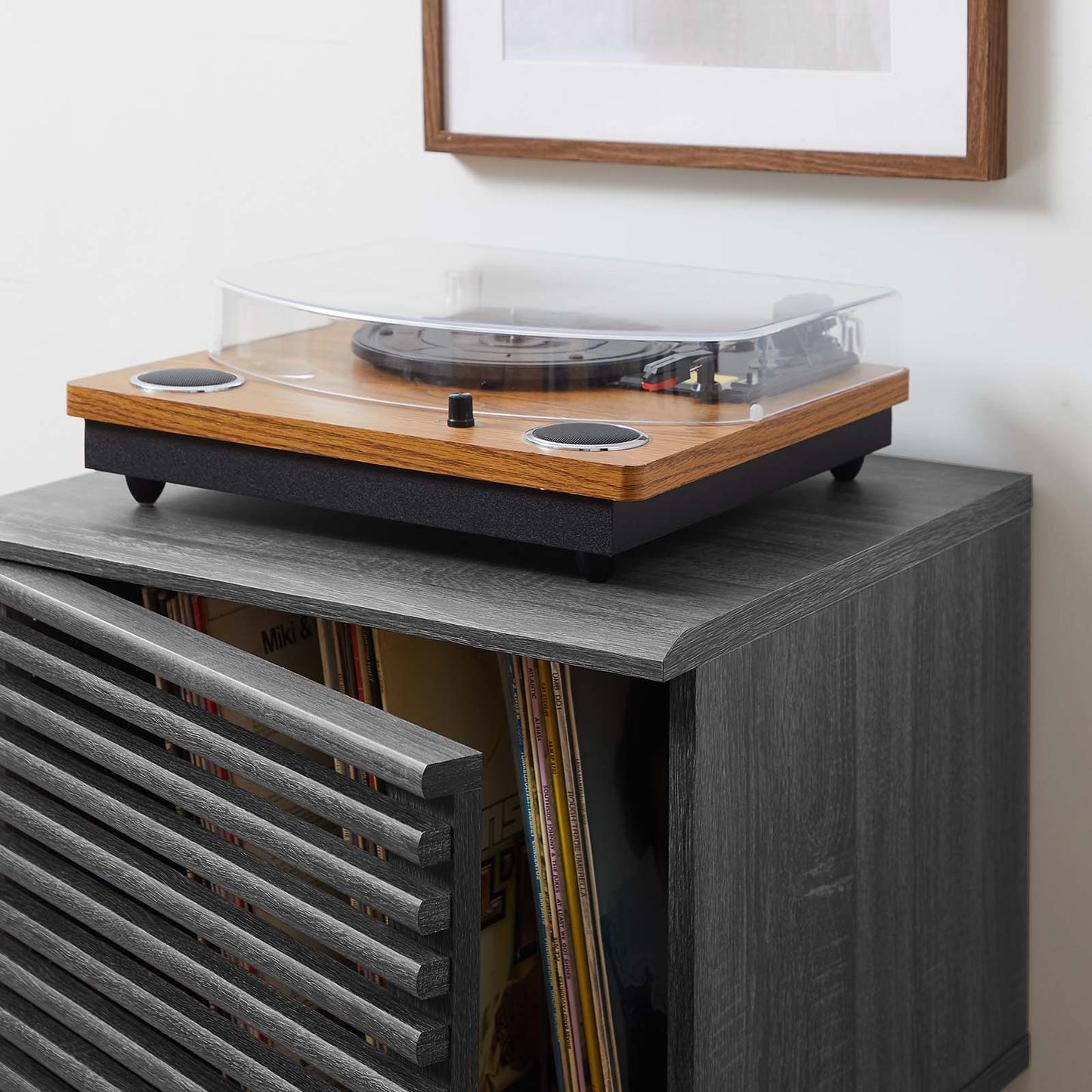 Render Vinyl Record Display Stand in Charcoal by Modway