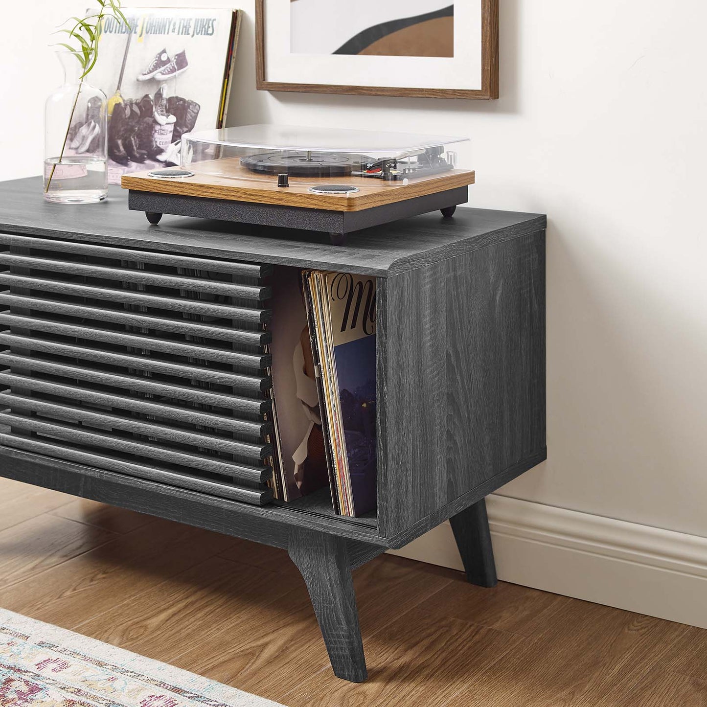 Render Vinyl Record Display Stand in Charcoal by Modway