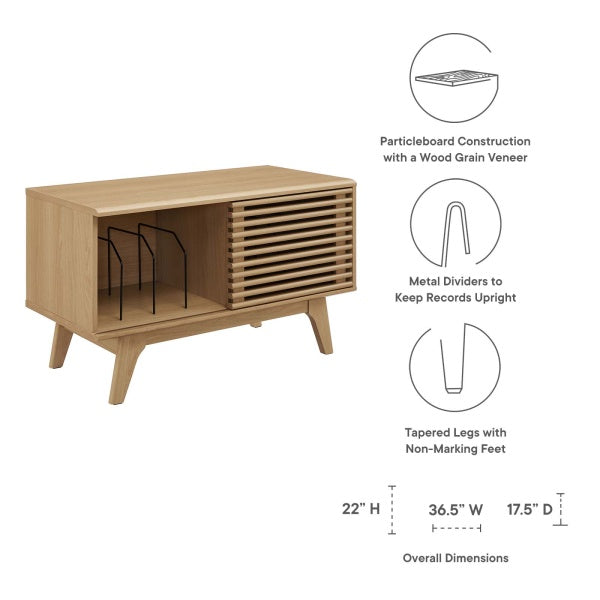 wVinyl Record Display Stand in Oak By Modway
