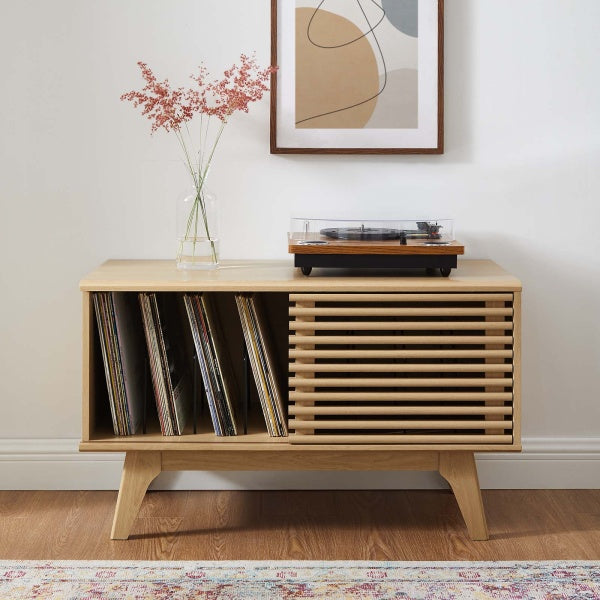wVinyl Record Display Stand in Oak By Modway