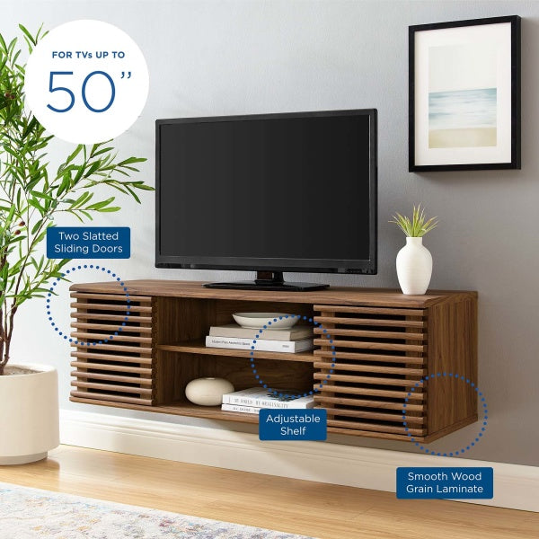 Render 46" WallMount Media Console TV Stand Walnut by Modway
