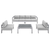 Shore Sunbrella Fabric Outdoor Patio Aluminum 5 Piece Sectional Sofa Set by Modway