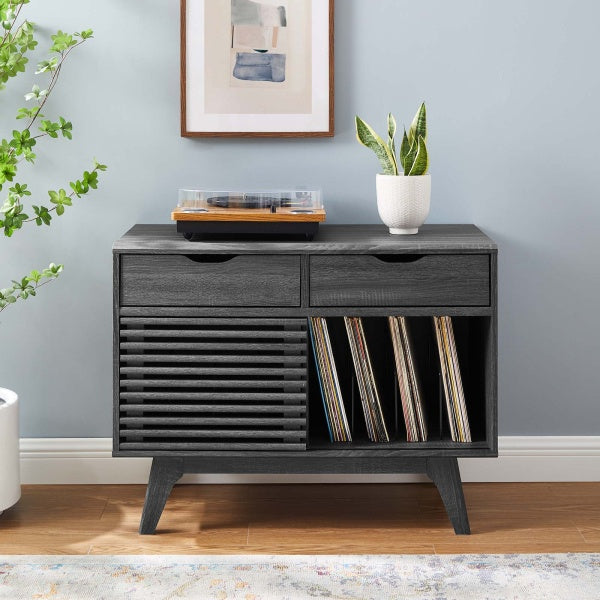 Render Vinyl Record Display Stand in Charcoal by Modway