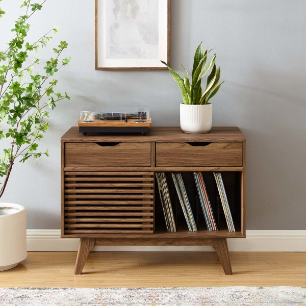 Render Vinyl Record Display Stand Walnut by Modway