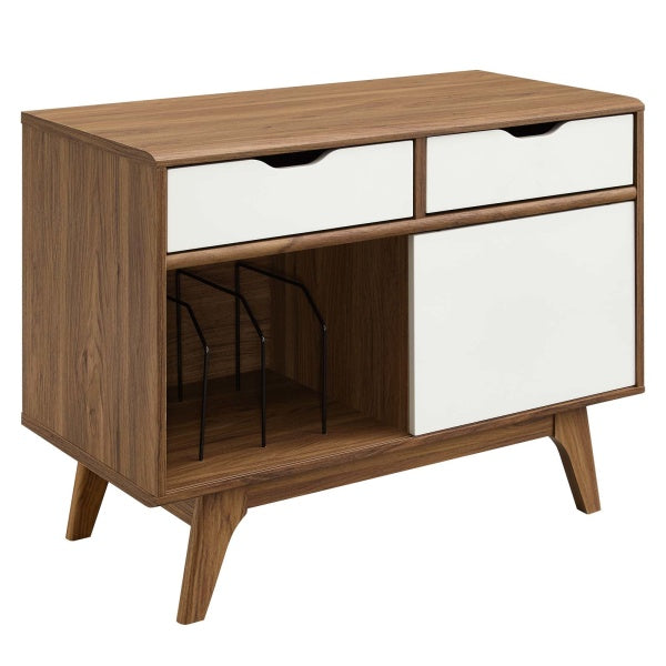 Vinyl Record Display Stand - Walnut White By Modway