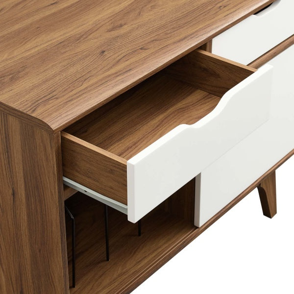 Vinyl Record Display Stand - Walnut White By Modway