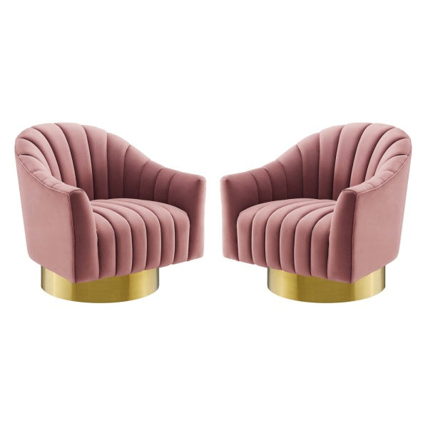 Buoyant Swivel Chair Performance Velvet Set of 2 by Modway