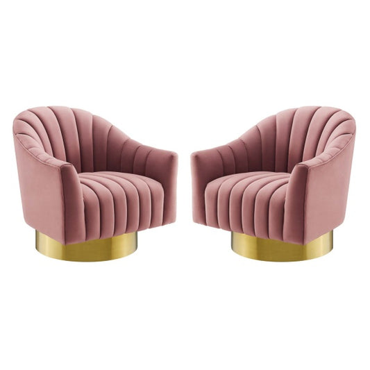 Buoyant Swivel Chair Performance Velvet Set of 2 by Modway