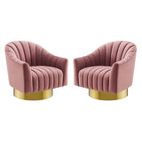 Buoyant Swivel Chair Performance Velvet Set of 2 by Modway