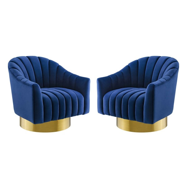 Buoyant Swivel Chair Performance Velvet Set of 2 by Modway