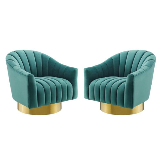 Buoyant Swivel Chair Performance Velvet Set of 2 by Modway