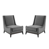Confident Lounge Chair Upholstered Performance Velvet Set of 2 Gray by Modway