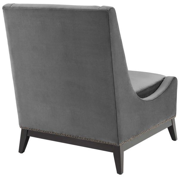 Confident Lounge Chair Upholstered Performance Velvet Set of 2 Gray by Modway