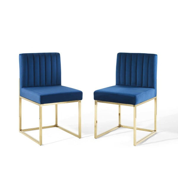 Carriage Dining Chair Performance Velvet Set of 2 | Polyester by Modway