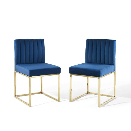 Carriage Dining Chair Performance Velvet Set of 2 | Polyester by Modway