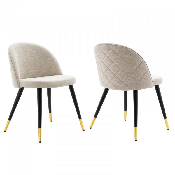 Cordial Upholstered Fabric Dining Chairs - Set of 2 Azure | Polyester by Modway