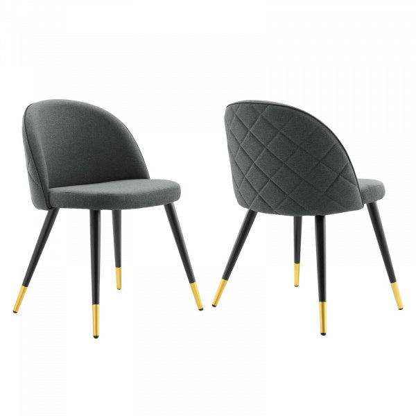 Cordial Upholstered Fabric Dining Chairs - Set of 2 Azure | Polyester by Modway
