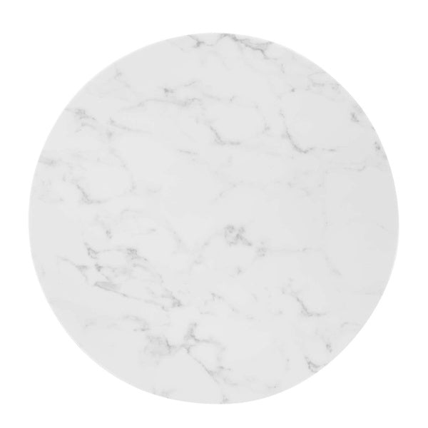 Verne 28" Artificial Marble Dining Table in Gold White By Modway