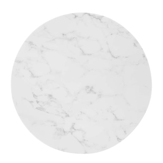 Verne 28" Artificial Marble Dining Table in Gold White By Modway