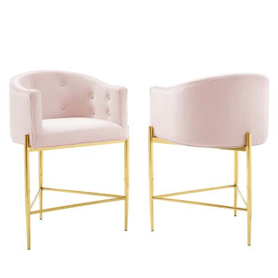 Savour Tufted Performance Velvet Counter Stool Set of 2 by Modway