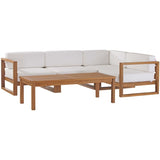 Upland Outdoor Patio Teak Wood 5-Piece Sectional Sofa Set Natural White by Modway