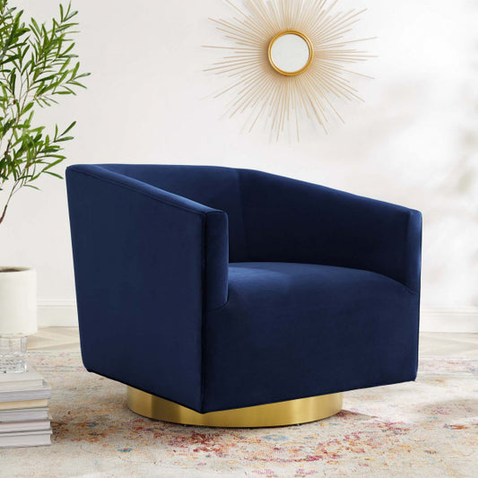 Twist Accent Lounge Performance Velvet Swivel Chair Gold by Modway