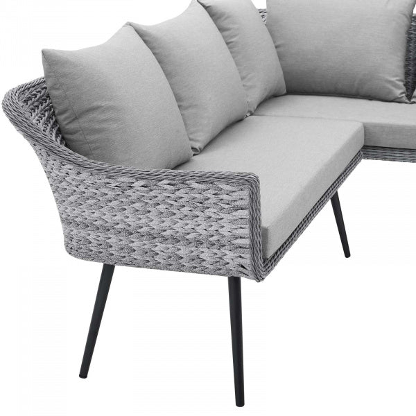 Endeavor Outdoor Patio Wicker Rattan Sectional Sofa in Gray Gray by Modway