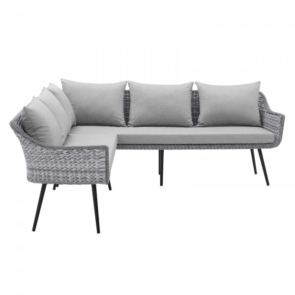 Endeavor Outdoor Patio Wicker Rattan Sectional Sofa in Gray Gray by Modway