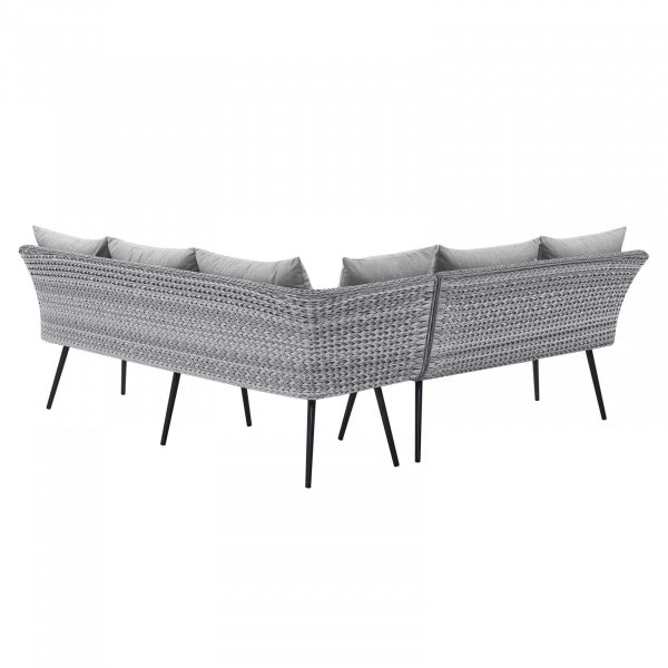 Endeavor Outdoor Patio Wicker Rattan Sectional Sofa in Gray Gray by Modway