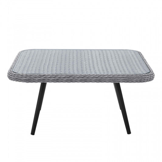 Endeavor Outdoor Patio Wicker Rattan Square Coffee Table in Gray by Modway