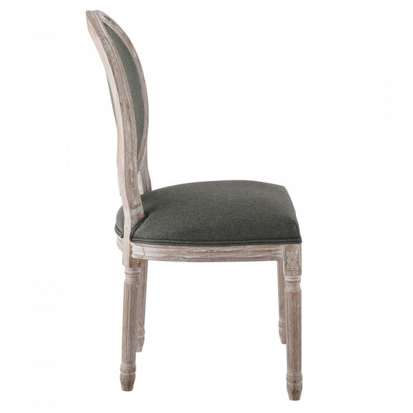Emanate Vintage French Upholstered Fabric Dining Side Chair in Natural Gray by Modway
