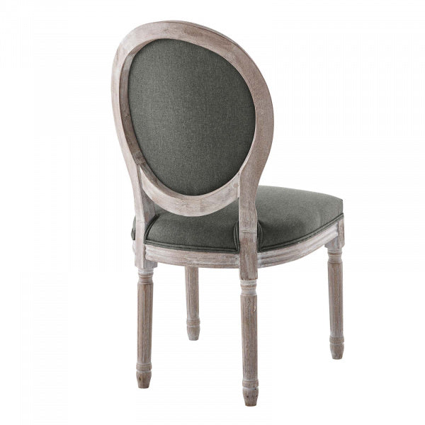 Emanate Vintage French Upholstered Fabric Dining Side Chair in Natural Gray by Modway