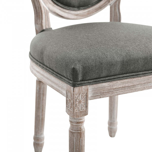 Emanate Vintage French Upholstered Fabric Dining Side Chair in Natural Gray by Modway