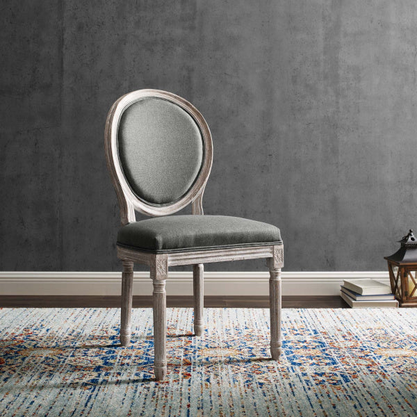 Emanate Vintage French Upholstered Fabric Dining Side Chair in Natural Gray by Modway
