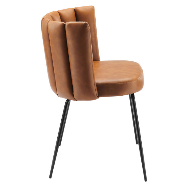 Virtue Vegan Leather Dining Chair Set of 2 in Black Tan by Modway