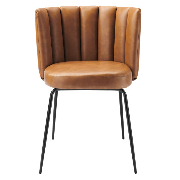 Virtue Vegan Leather Dining Chair Set of 2 in Black Tan by Modway