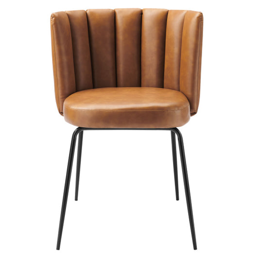 Virtue Vegan Leather Dining Chair Set of 2 in Black Tan by Modway