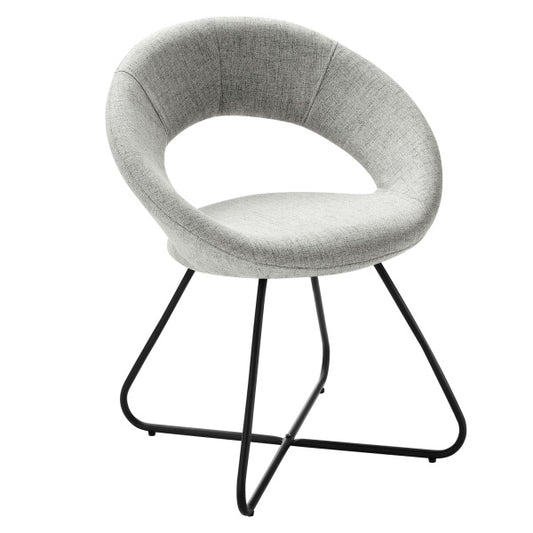 Nouvelle Upholstered Fabric Dining Chair Set of 2 in Black Light Gray By Modway