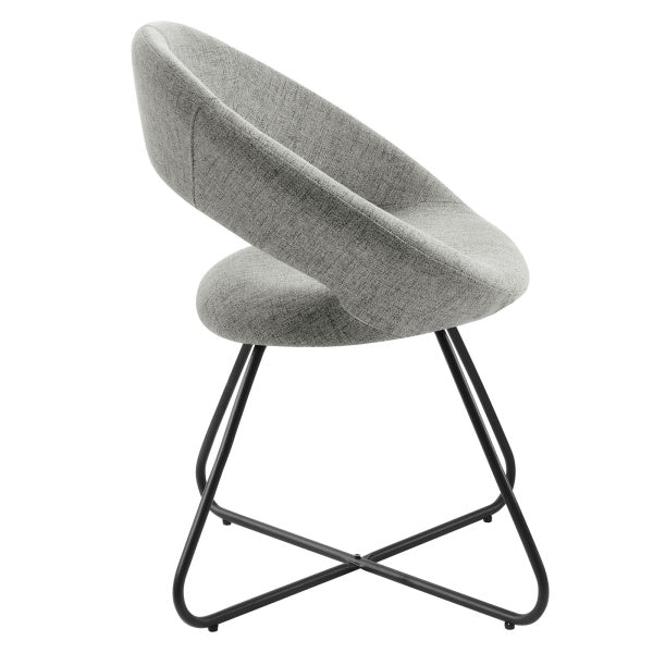 Nouvelle Upholstered Fabric Dining Chair Set of 2 in Black Light Gray By Modway