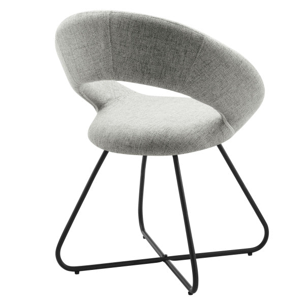 Nouvelle Upholstered Fabric Dining Chair Set of 2 in Black Light Gray By Modway