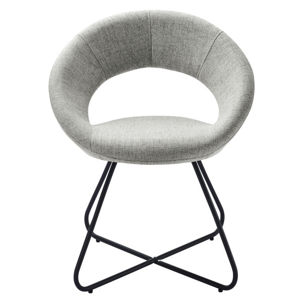 Nouvelle Upholstered Fabric Dining Chair Set of 2 in Black Light Gray By Modway