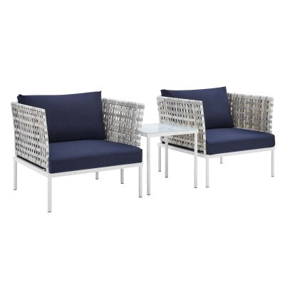 Harmony 3-Piece Sunbrella Basket Weave Outdoor Patio Aluminum Seating Set by Modway