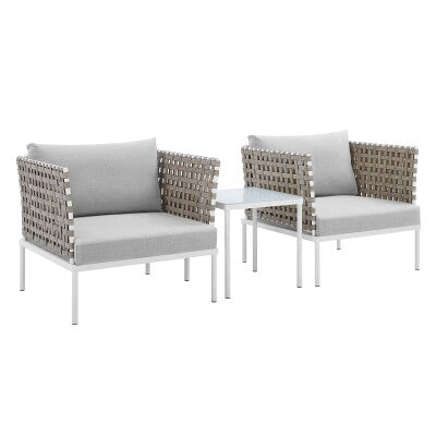 Harmony 3-Piece Sunbrella Basket Weave Outdoor Patio Aluminum Seating Set by Modway