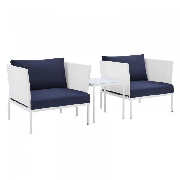 Harmony 3-Piece Sunbrella Outdoor Patio Aluminum Seating Set | Polyester by Modway