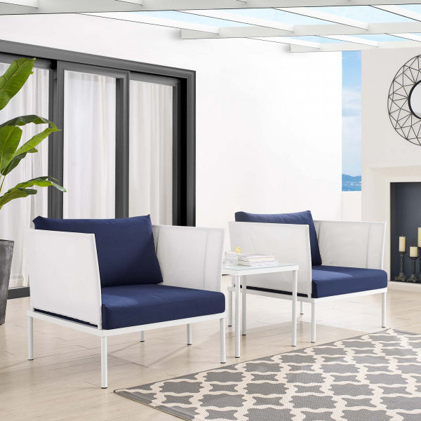 Harmony 3-Piece Sunbrella Outdoor Patio Aluminum Seating Set | Polyester by Modway