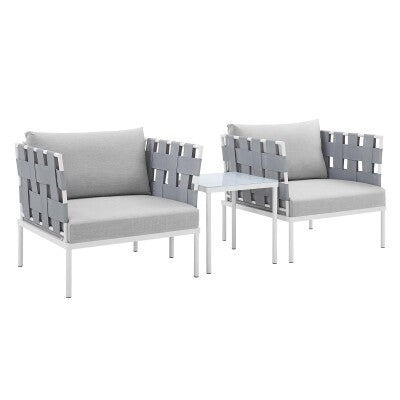 Harmony 3-Piece Sunbrella Outdoor Patio Aluminum Seating Set | Polyester by Modway