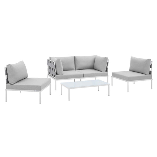 Harmony 4-Piece Sunbrella Outdoor Patio Aluminum Seating Set| Polyester by Modway