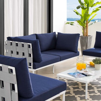 Harmony 4-Piece Sunbrella Outdoor Patio Aluminum Seating Set| Polyester by Modway