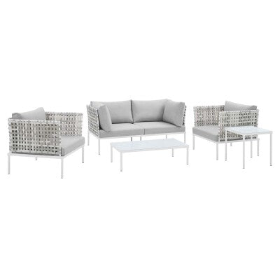 Harmony 5-Piece Sunbrella Basket Weave Outdoor Patio Aluminum Seating Set by Modway