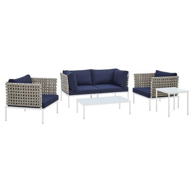 Harmony 5-Piece Sunbrella Basket Weave Outdoor Patio Aluminum Seating Set by Modway